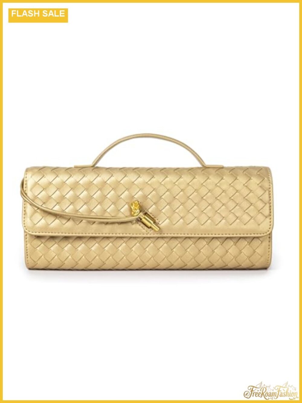 Woven Vegan Leather Evening Clutch Crossbody Bag Adjustable Strap